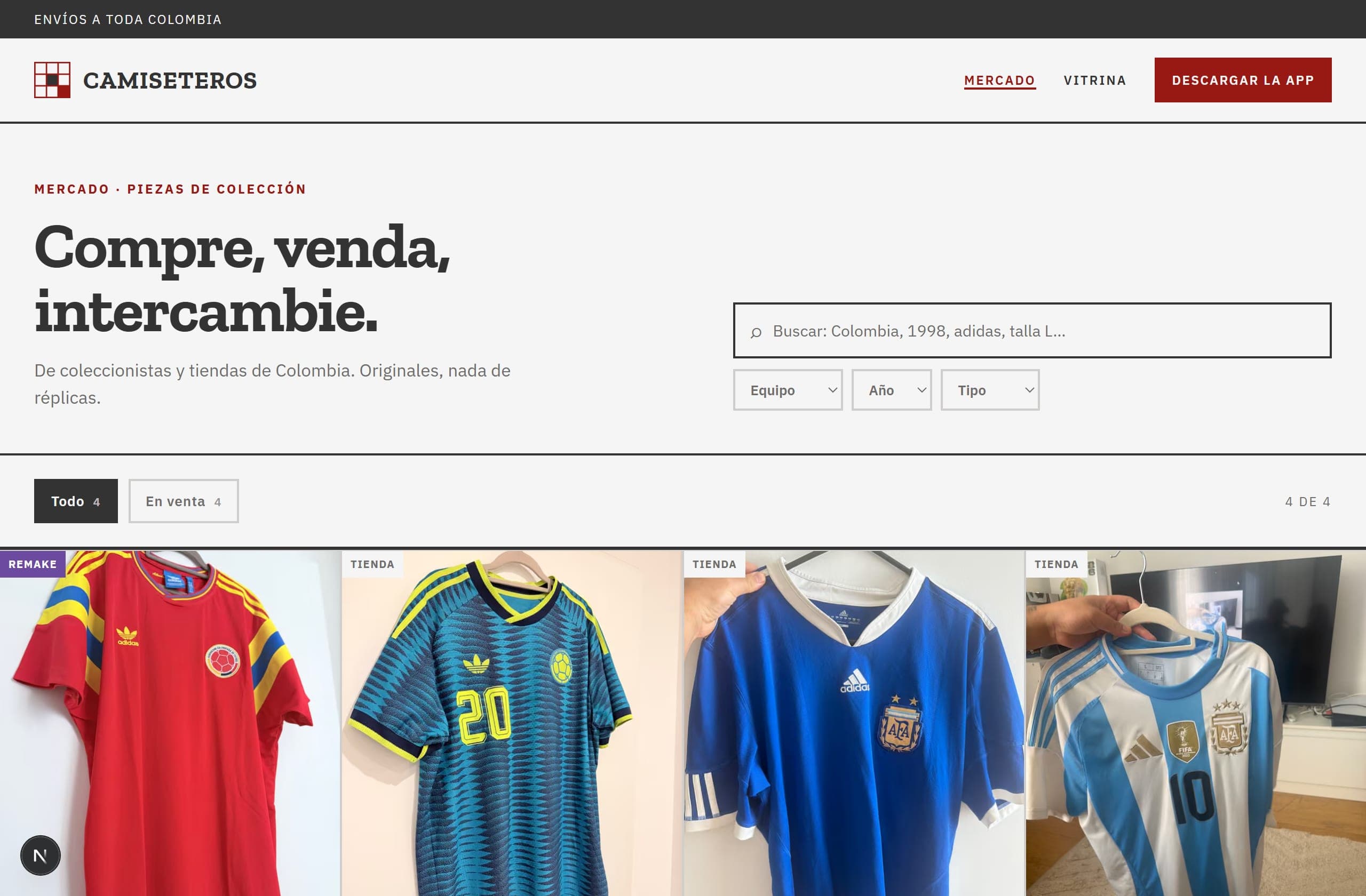 El Mercado de camiseteros.co, con camisetas originales en venta